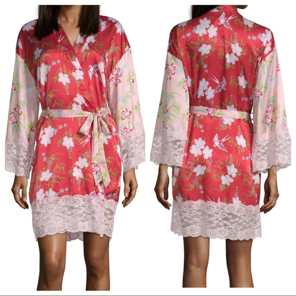 Macbeth Collection Women's Lace Trim Robe k23 - Picture 2 of 3